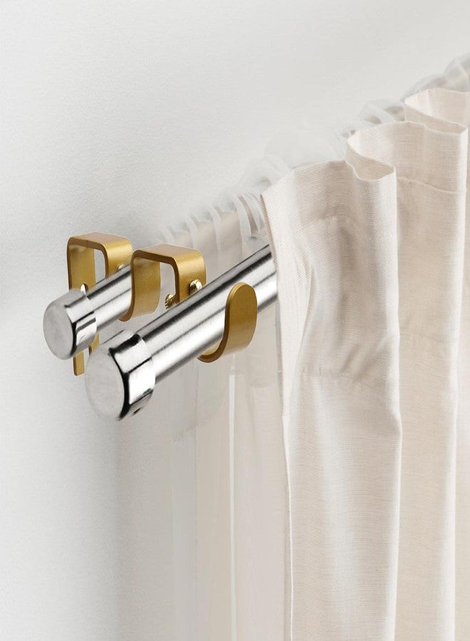 Shonmogar Double Curtain Rod Bracket 3 Pack Metal Curtain Rod Holders for Wall,Sturdy Double Rod Curtain Brackets for 1" and 5/8" Rod,Wall Curtain Rod Bracket for Home Living Room Decor, Gold - Image 4